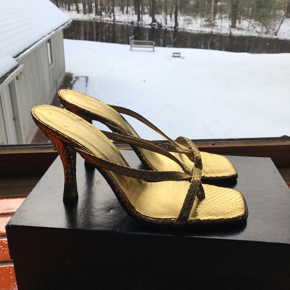 Couture Gold Snake Skin Heels NWT